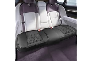 Elantrip Universal Fit Premium PU Leather Rear Car Seat Cover Protector - Adjustable Length 49-56'', Anti-Slip Bench Seat Cushion for 90% of Vehicles, Breathable, Waterproof, Black Bench