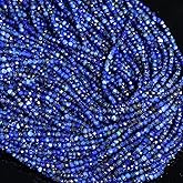 Song Xi 180pcs 2mm Natural Dark Lapis Lazuli Gemstone Beads Faceted Round Loose Stone Beads for Jewelry Making (1 Strand)