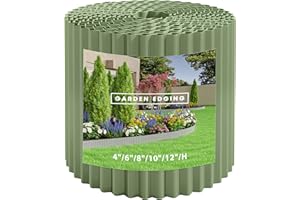 RRG Metal Garden Edging Border, Corrugated Steel Landscaping, DIY for Lawn (Green, 6 Inch x 20FT)
