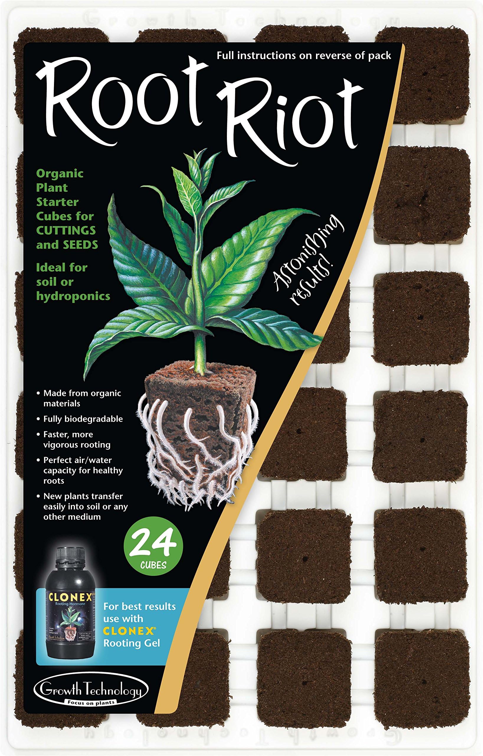 Growth Technology Root Riot 24 Planting Cubes & Tray (3)