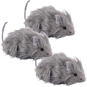 Halloween Haunters 3 Scary Realistic Grey Hairy Rats Prop Decorations - 10" Head to Tail, Gray Fury Creepy Spooky Beady Black Eye Rodents - Haunted House, Graveyard, Entryway Party Display - Fun Prank