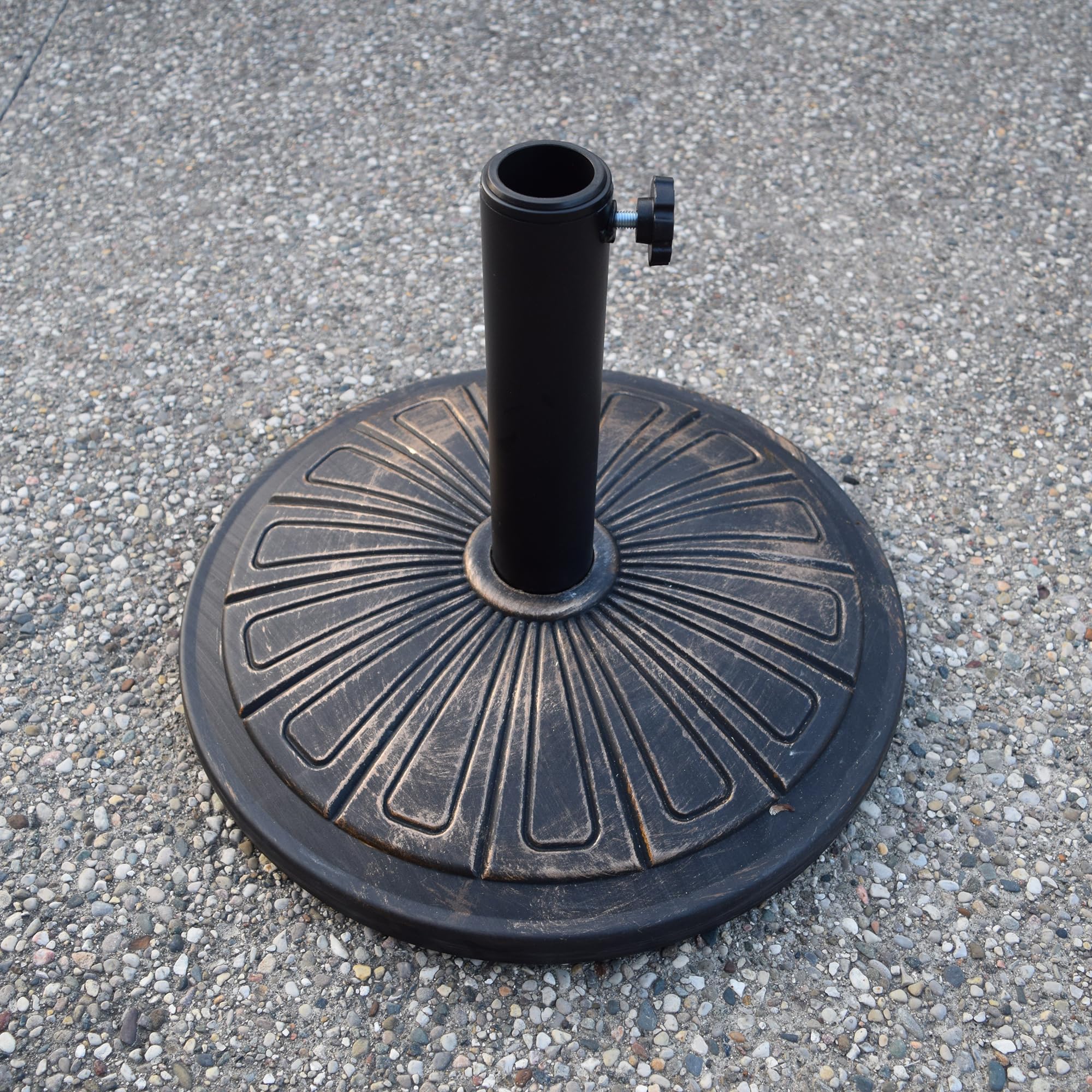 View 1 of ***FOR PARTS ONLY/ MISSING ASSEMBLY PIECES*** Oakland Living Antique Bronze 28 lb Round Plastic and Concrete Patio Umbrella Base