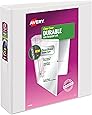 Avery Durable View Binder, 2" Slant Rings, 500-Sheet Capacity, DuraHinge, White (17032)