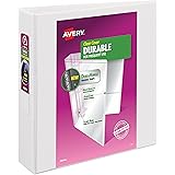 Avery Durable View Binder, 2" Slant Rings, 500-Sheet Capacity, DuraHinge, White (17032)
