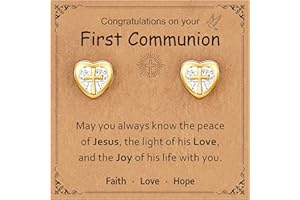 Esrial Cross Earrings for Girls, Baptism Christian Confirmation Communion Easter Birthday Gifts for Teens Teenager Granddaugh