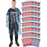 40 Pack Disposable Rain Ponchos for Adults Disposable Ponchos Pack with Drawstring Hood Elastic Sleeves Raincoat for Camping
