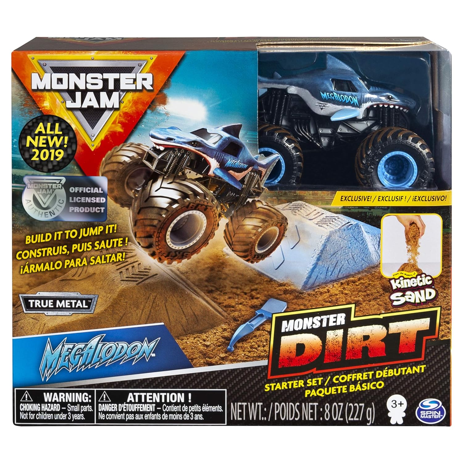 Monster Jam Megalodon Monster Dirt Starter Set Featuring 8 Ounces Of Monster Dirt Monster Truck - 