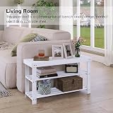 SMIBUY Bamboo Shoe Rack Bench 3-Tier White Entryway Organizer view 4