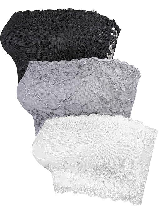 Hestya Damen Voller Blumen Spitze Tube BH Top Trägerlos Nahtlose Dehnbar Bandeau, Spitze Brust Wickeln