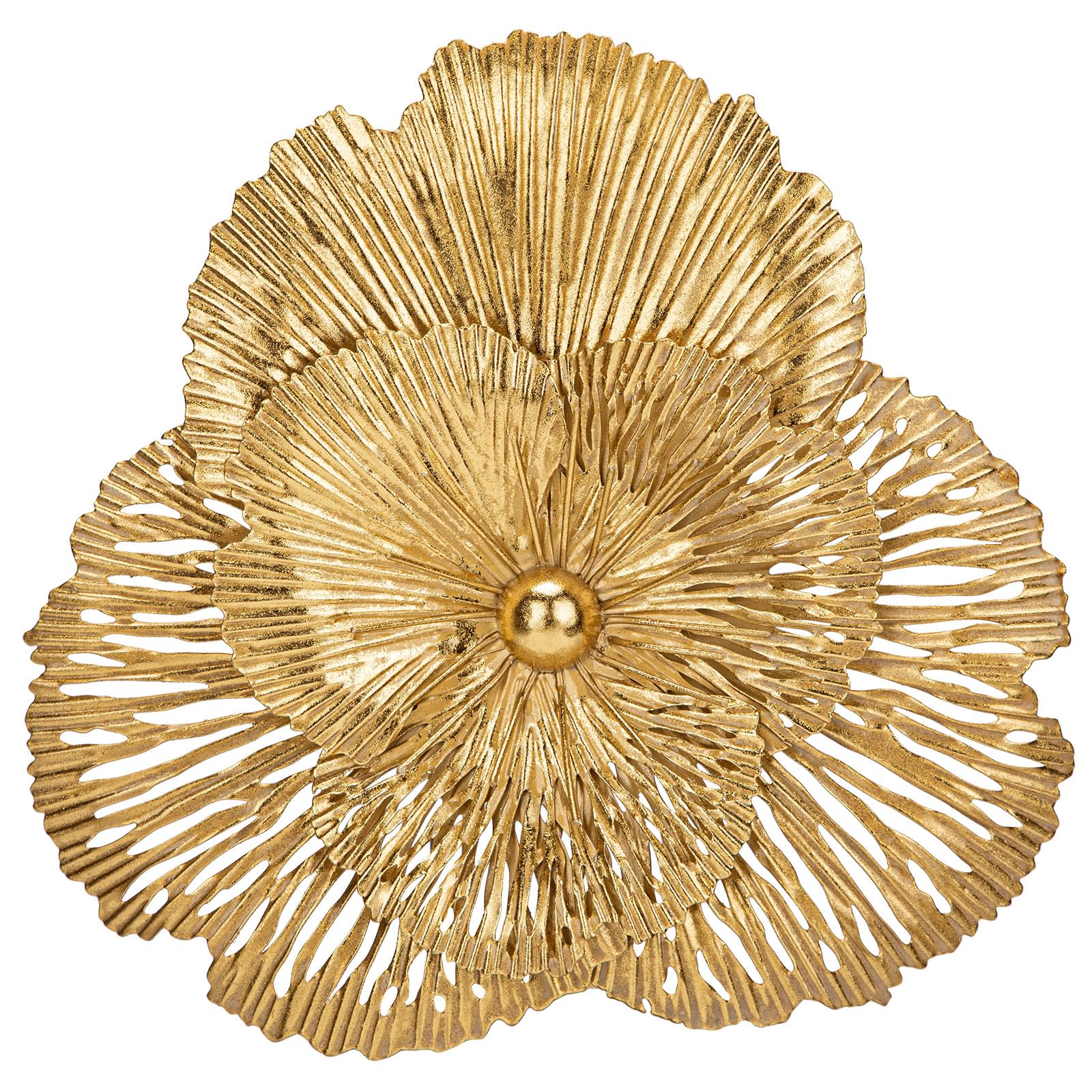 Photo 1 of DILATATA 3 Pcs Metal Flower Wall Art Set 10 Inch Rustic Modern Floral Sculpture 3D Metal Flower Wall Hanging Accent for Indoor Living Room Bedroom Kitchen Bathroom Garden Patio Decor - Gold
