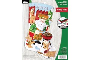 Bucilla Felt Applique 18" Stocking Making Kit, Grilling Santa, Perfect for DIY Arts and Crafts, 89313E