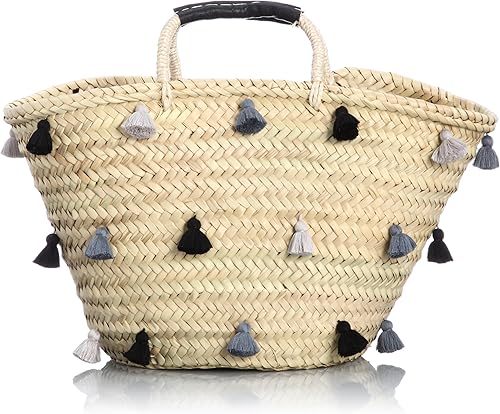 Amazon ファティマモロッコ Fatima Morocco マルチポンポンバスケット 14ss Aug19 Bk ブラック カゴバッグ