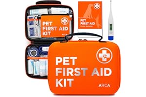 ARCA PET Cat & Dog First Aid Kit for Car -Home Office Travel Car First Aid Kit Emergency Kit Dog Travel Kit – Dog Camping Essentials with Pet Thermometer and Mini First Aid Pouch