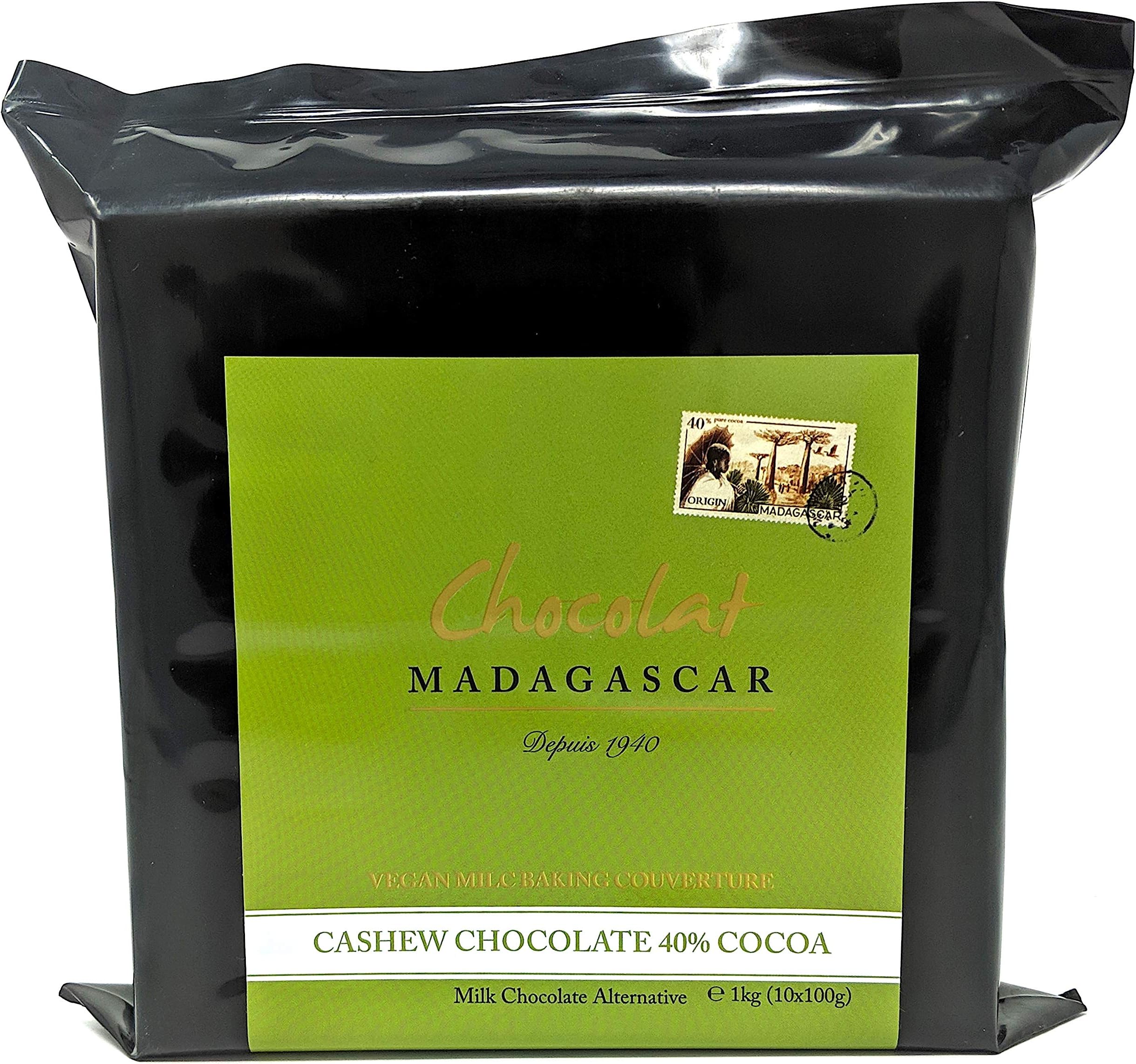 Chocolat Madagascar - 'Vegan Milc' Milk Chocolate Alternative - 40% Single Origin Fine Cashew Milk Chocolate Couverture (10 x 100g Bars) 1kg
