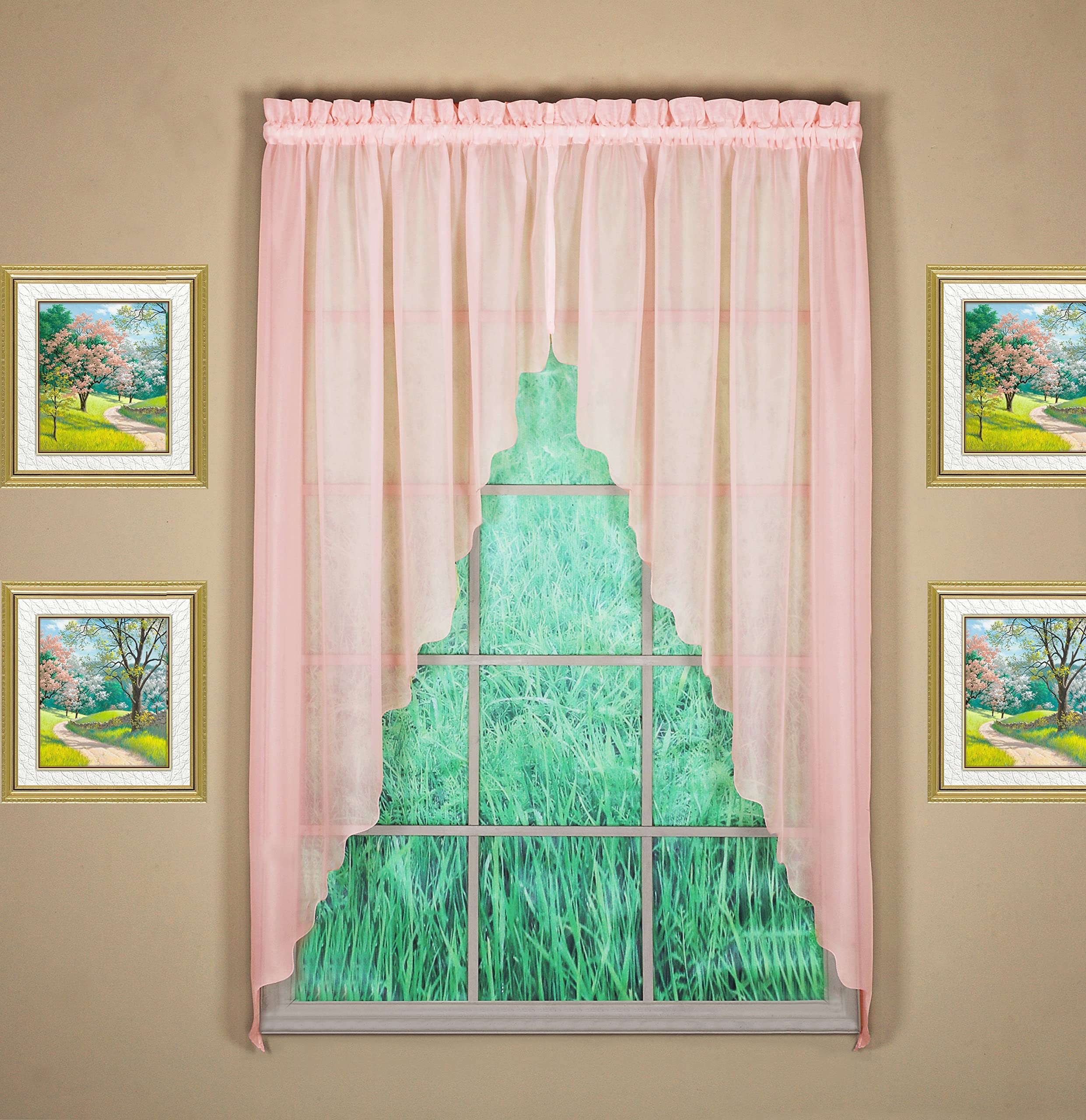 Today's Curtain Emelia Original Voile Swagger Pair 63", Rose, 90" W x 63" L