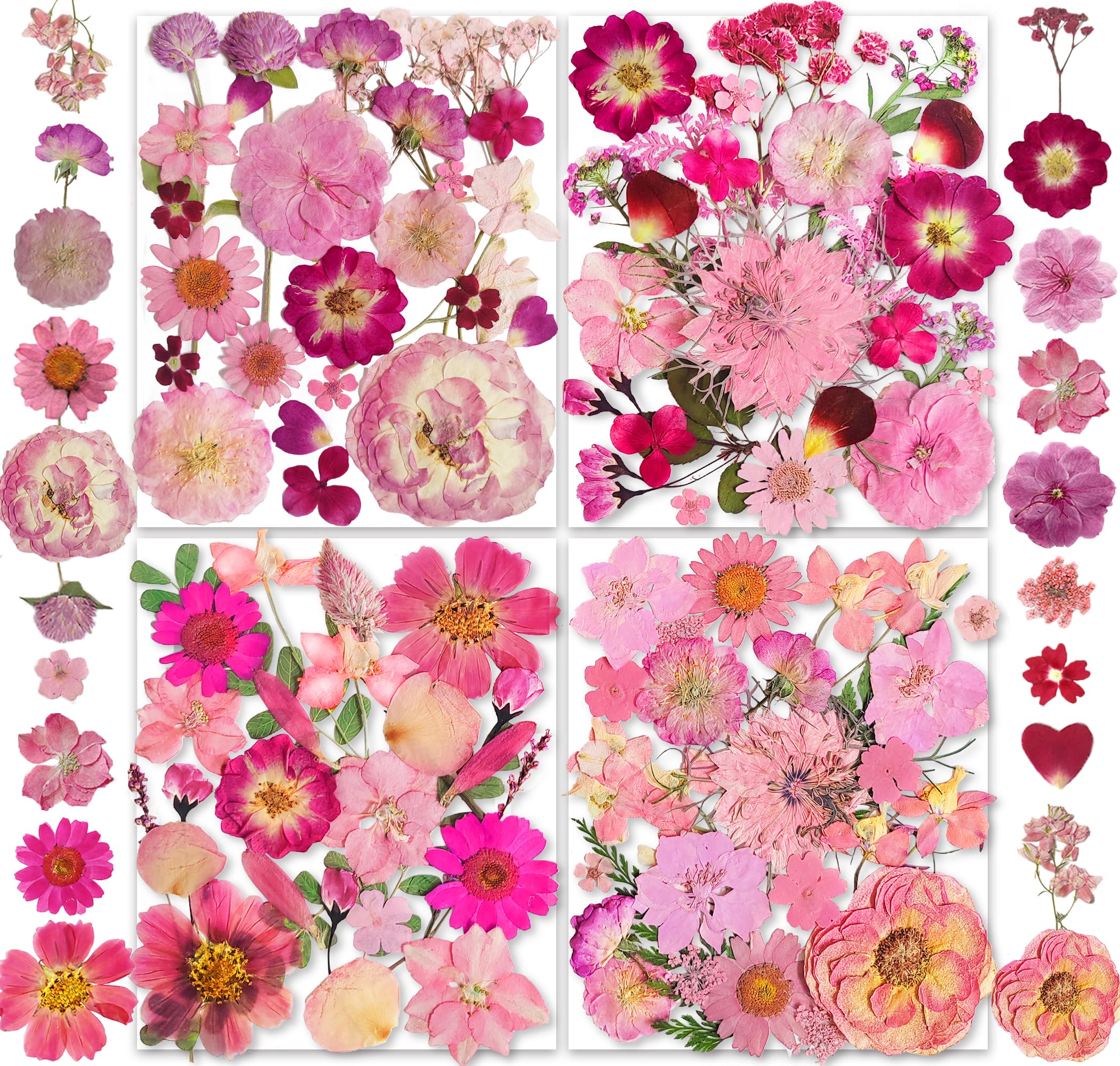 Photo 1 of 148PCS Pink Dried Pressed Flowers with Butterfly Stickers - YouthBro Real Nature Flowers Craft Set for Resin Jewelry Candle Soap Vase Making Nail Card Scrapbook Art Floral Decors
