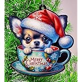 Generic Chihuahua Santa Pup in Merry Christmas Tea Cup Ornament