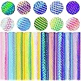 HYANG 10 PCS A4 8"x 12" (21 cm X 30 cm) Holographic Iridescence Snake Embossed PU Faux Leather Sheets, Faux Leather Very Suitable for Leather Earrings, Bows, Handbag, Sewing, Crafts Making