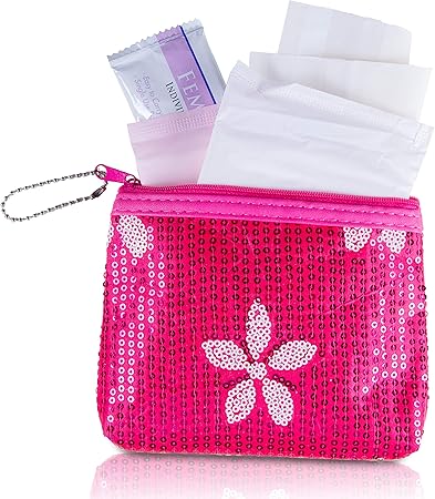 Amazon Com Menstruation Kit First Period Kit To Go Period Starter Kit With Organic Biodegradable Pads Pink Beauty