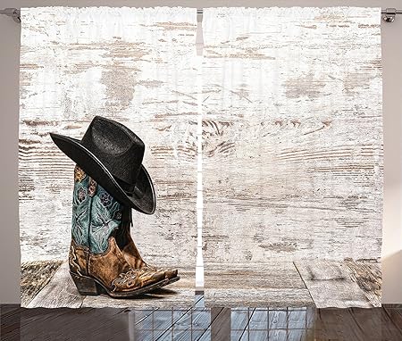 Western Decor Curtains 2 Panel Set Traditional Rodeo Cowboy