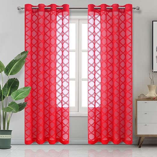 Amazon Com Dwcn Moroccan Faux Linen Sheer Curtains For Living
