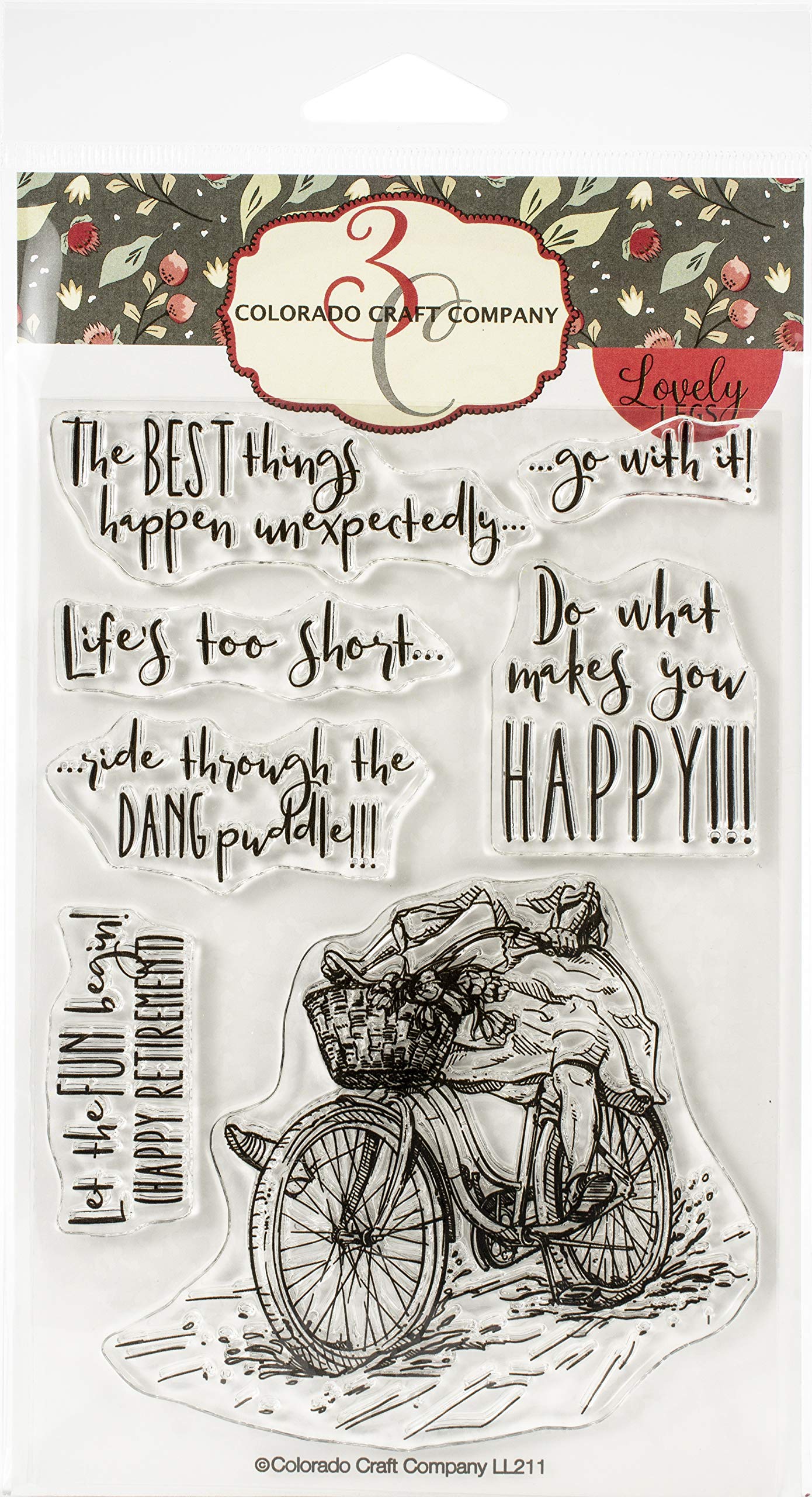 COLORADO CRAFT COMPANY Colorado Clear Stamp HPY, Happy Bicycle-Lovely Legs, One Size