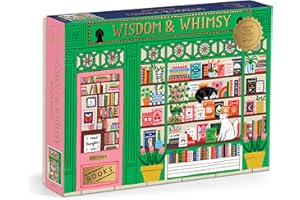 Galison Wisdom & Whimsy – 1000 Piece Foil Jigsaw Puzzle Featuring Beautiful Artwork of A Bookshop Scene
