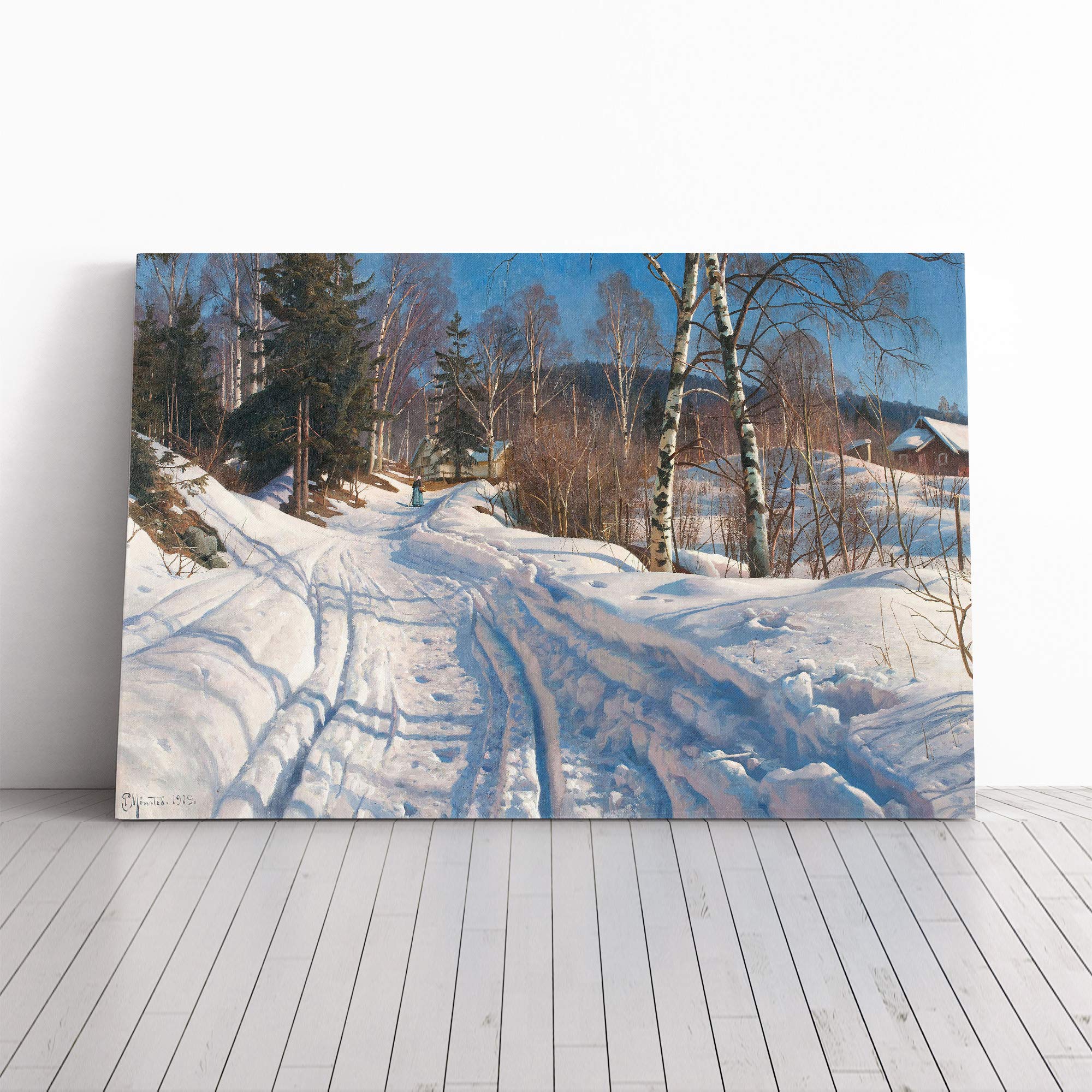Peder Mork Monstead A Winter Path Canvas Print | Gallery Wrapped 30mm Frame Wall Art | 20x14 inches | Ready to Hang | Modern Landscape Picture | Living Room Bedroom Lounge Office