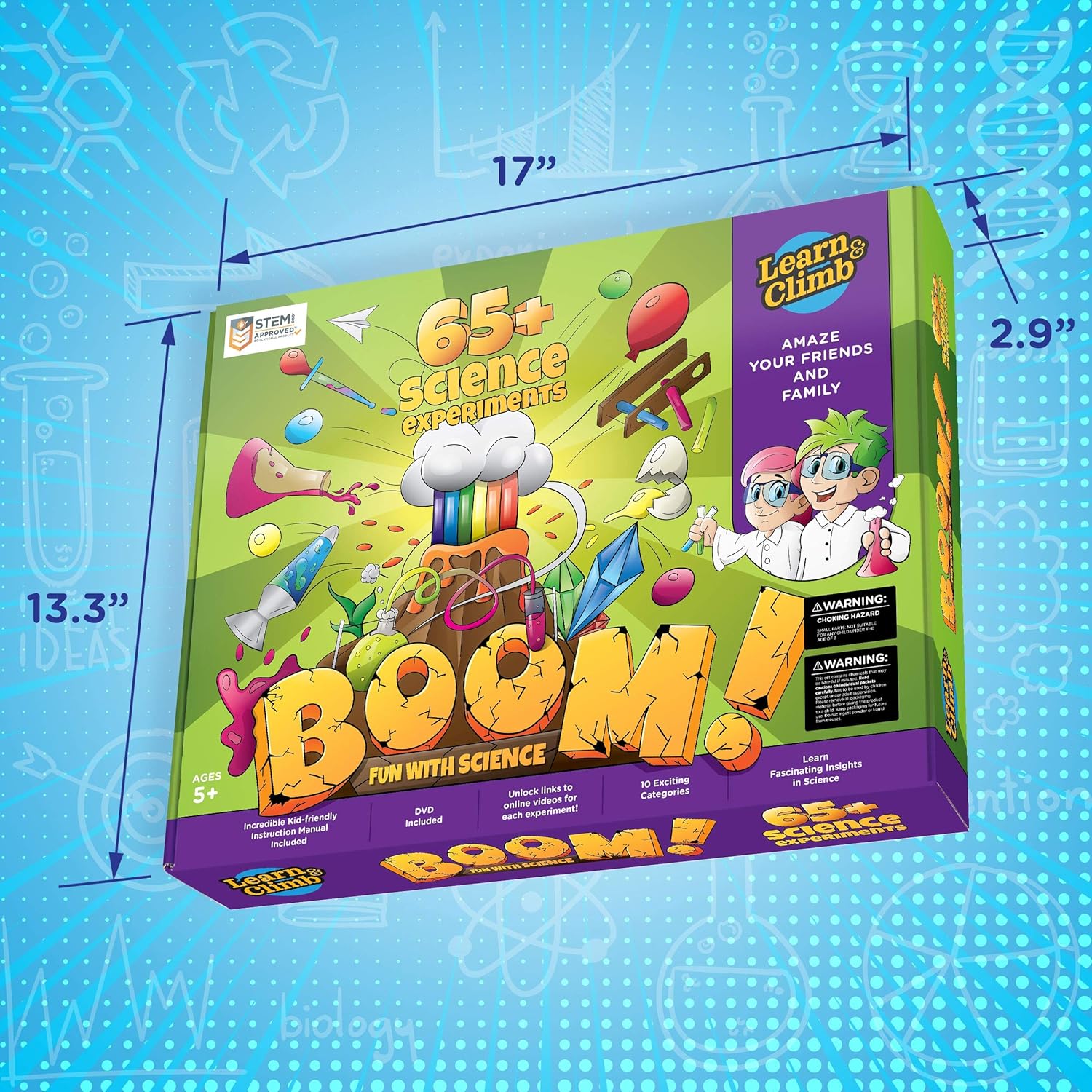 Learn & Climb Kids Science Kit - Over 60 Experiments, Fun with Science!: Toys & Games