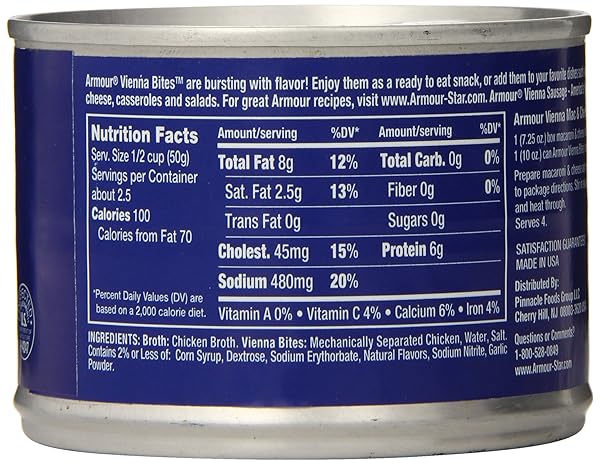 ARMOUR STAR CHICKEN VIENNA SAUSAGE BITES, CANNED SAUSAGE, 10 OZ (PACK OF 12)