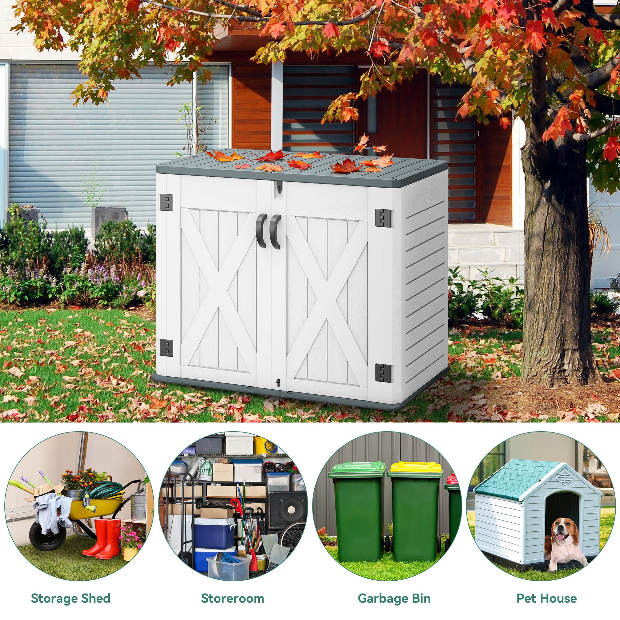 YITAHOME Outdoor Horizontal Storage Shed With XShaped Lockable Door