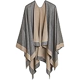 Women's Shawl Wrap Poncho Ruana Cape Cardigan Sweater Open Front for Travel Flight Cruises