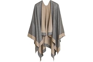 MELIFLUOS DESIGNED IN SPAIN Women's Shawl Wrap Poncho Ruana Cape Cardigan Sweater Open Front for Fall Winter Spring