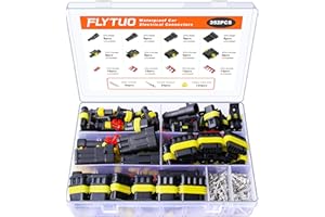 Flytuo 352PCS Automotive Waterproof Car Electrical Wire Connectors Plug Kit, 1/2/3/4 Male and Female Pin Connectors for Motorcycle, Truck, Car, Boats, Scooter