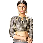 Women's Readymade Indian Designer Party Wear Bollywood Padded Blouse for Saree Crop Top Choli Gray (M-38)