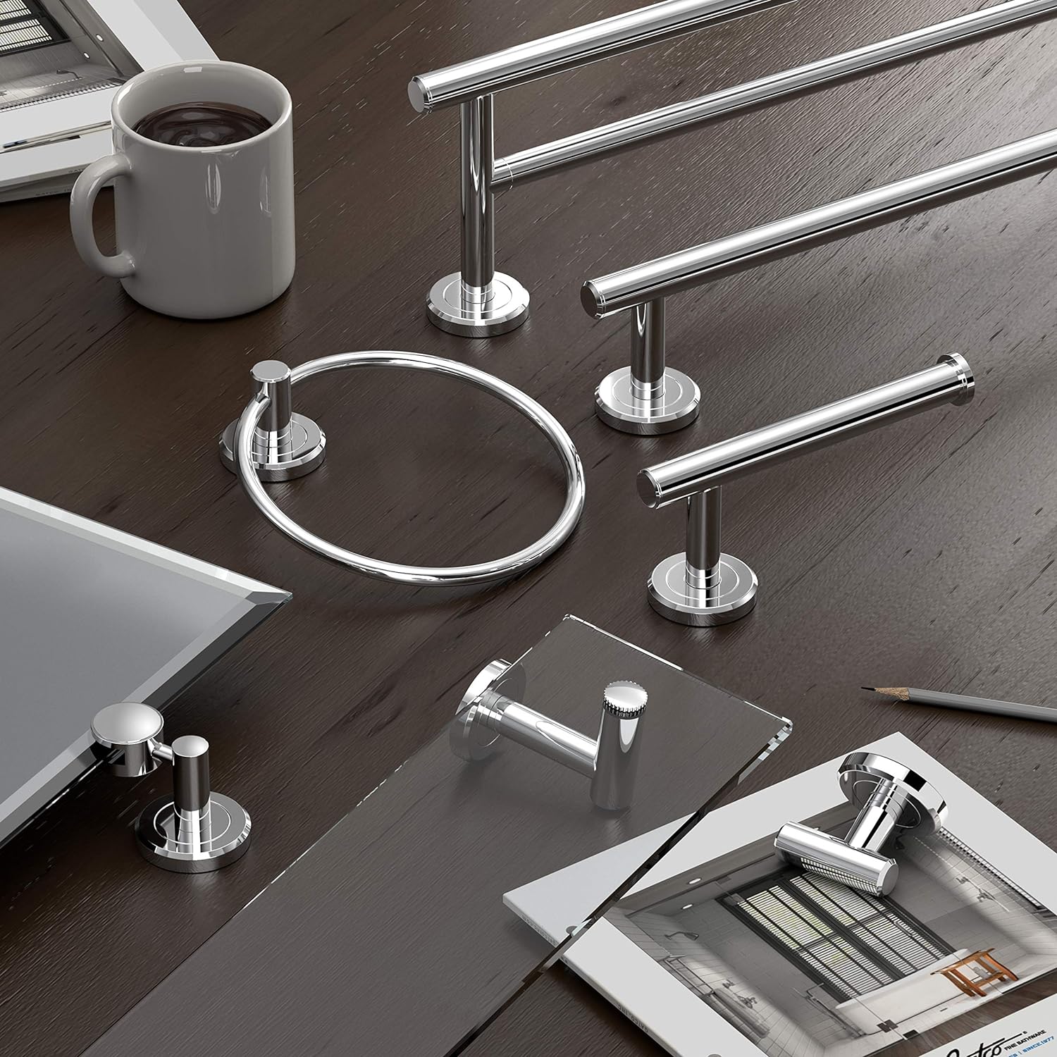 Modern Square Base Tissue Holder Stand, 21.25", in Chrome - - 