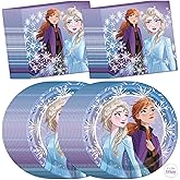 Unique Frozen Birthday Party Decorations - 32-Pack Plates and Napkins | Officially Licensed Elsa Birthday Party Decorations, Made in USA