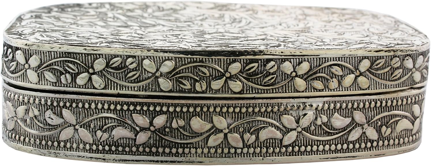 Solid Sterling Silver Keepsake Jewelry Box with Floral