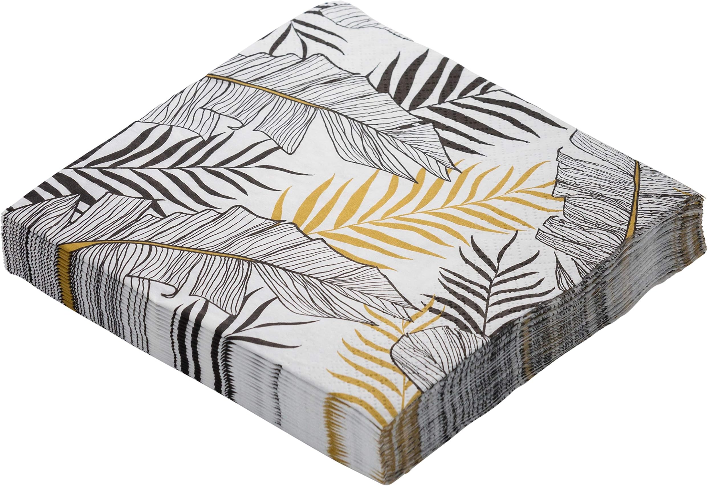 60 Pack Lunch Napkins, Disposable Paper Party Napkins Exotic Leaves Print, 3-Ply 13" x 13" Perfct for Breafast, Lunch,Coffee and Pastries.