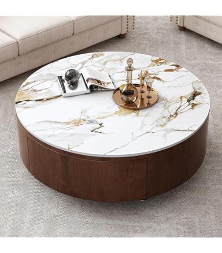 Amazon.com: Modern Faux Marble Coffee Table with Wood Base