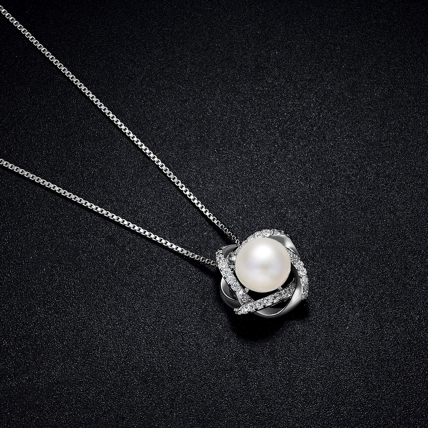 J.Vénus Joyeria Mujer, Collar de Plata de ley con Diamante para Mujer, Con una Caja ( 45cm de Longitud )