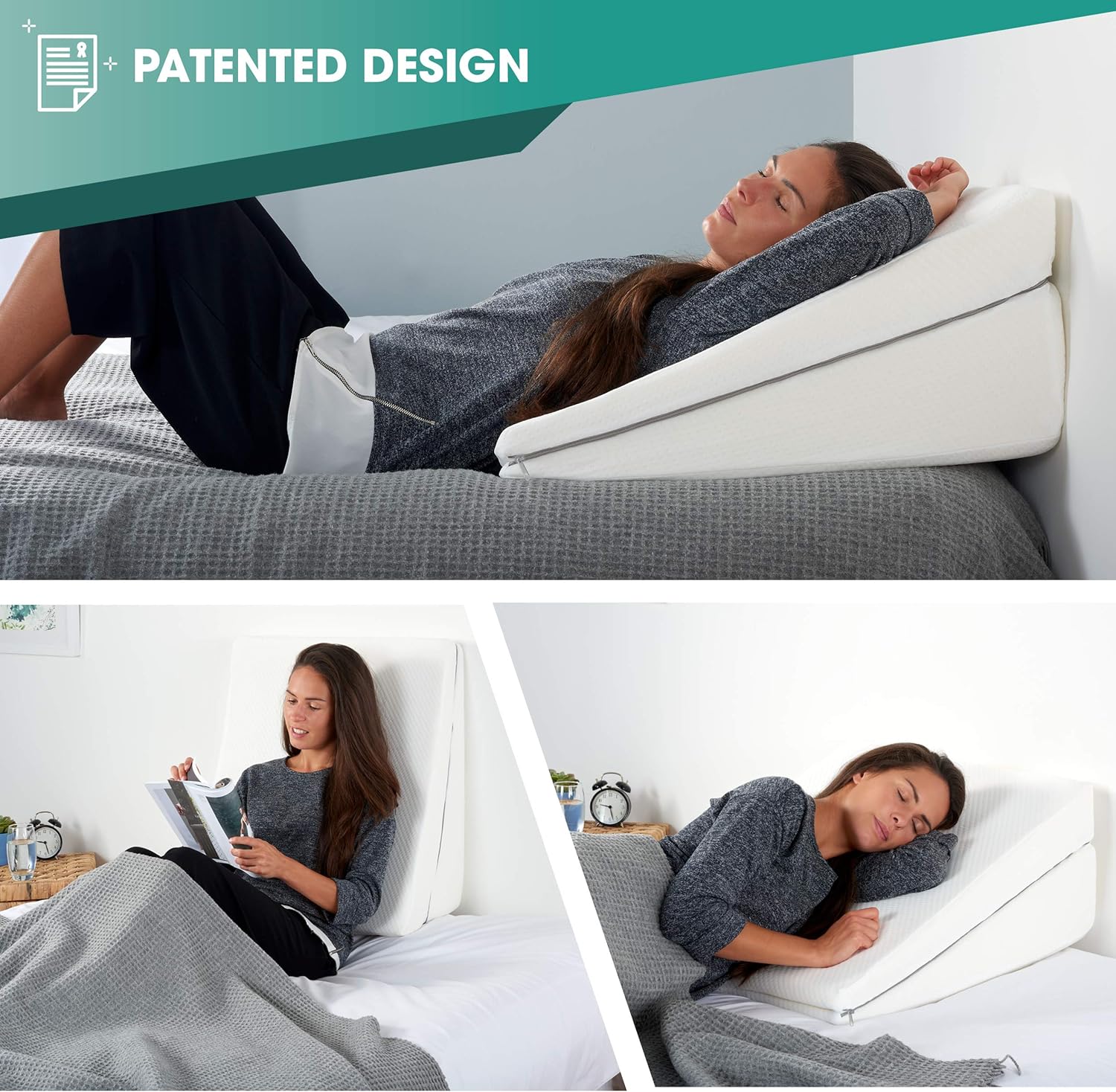 Back Support Pillow - Wedge Pillow RS10 by Relax Support - Neck and Lumbar Pain Relief Only Wedge Pillow w/Strategic Elevation 3-in-1 Technology to Give You The Angle of Support You Need: Health & Personal Care