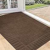 BEQHAUSE Door-Mat Non-Slip Front Doormat Low-Profile Entrance Mats for Front Door Entry Resist Dirt Washable Doormat Absorbent Entryway Door Mat,Brown,32"x48"