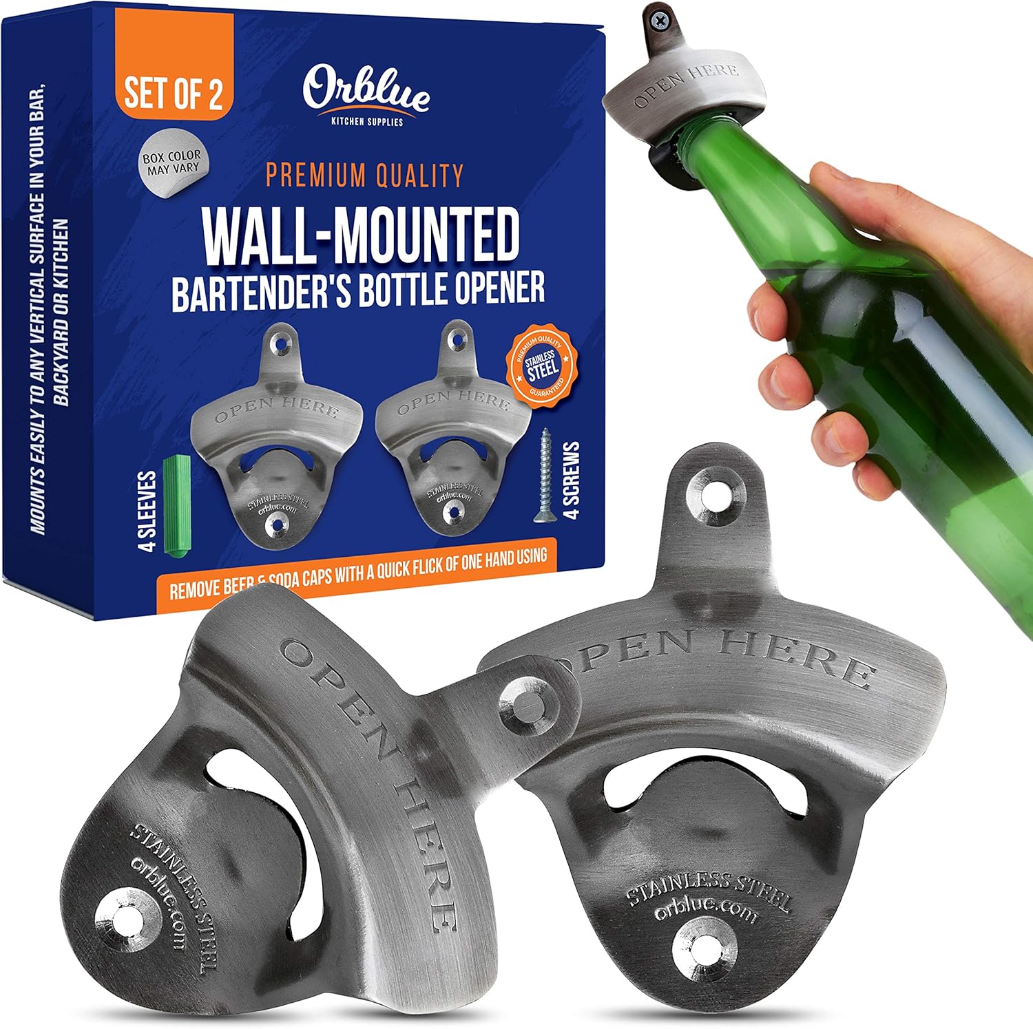 ORBLUE Flaschenöffner zum an die Wand anbringen (2er-Pack)