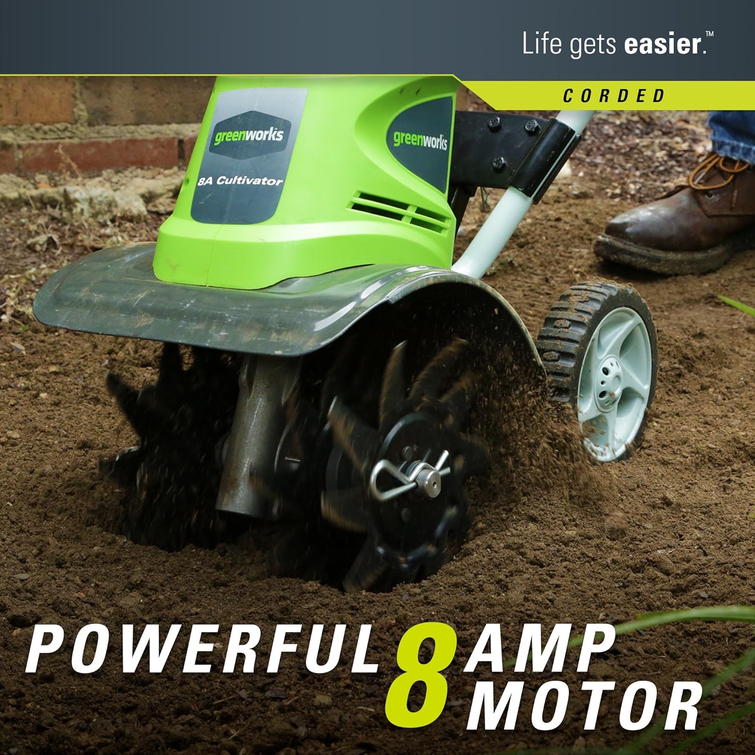Greenworks 8 Amp 10-Inch Corded Tiller, 27072 : Power Tillers : Garden & Outdoor