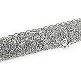 CleverDelights 3x4mm Cable Chain Necklaces - Platinum Silver Color - 50 Pack - 24 Inch Length