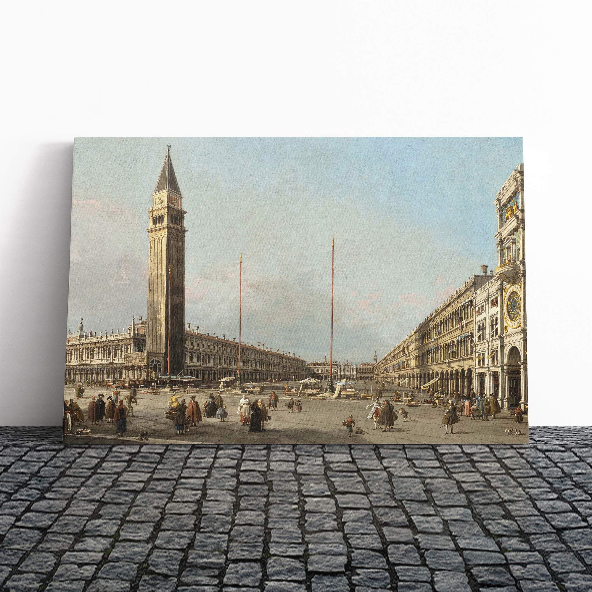 Giovanni Canaletto Piaza San Marco Canvas Print | Gallery Wrapped 30mm Frame Wall Art | 20x14 inches | Ready to Hang | Modern Picture | Living Room Bedroom Lounge Office