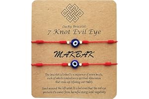 MAKBAK Evil Eye 7 Knot Lucky Bracelets for Women Men Adjustable Lucky Amulet Black Red String Bracelet for Protection Family Friends