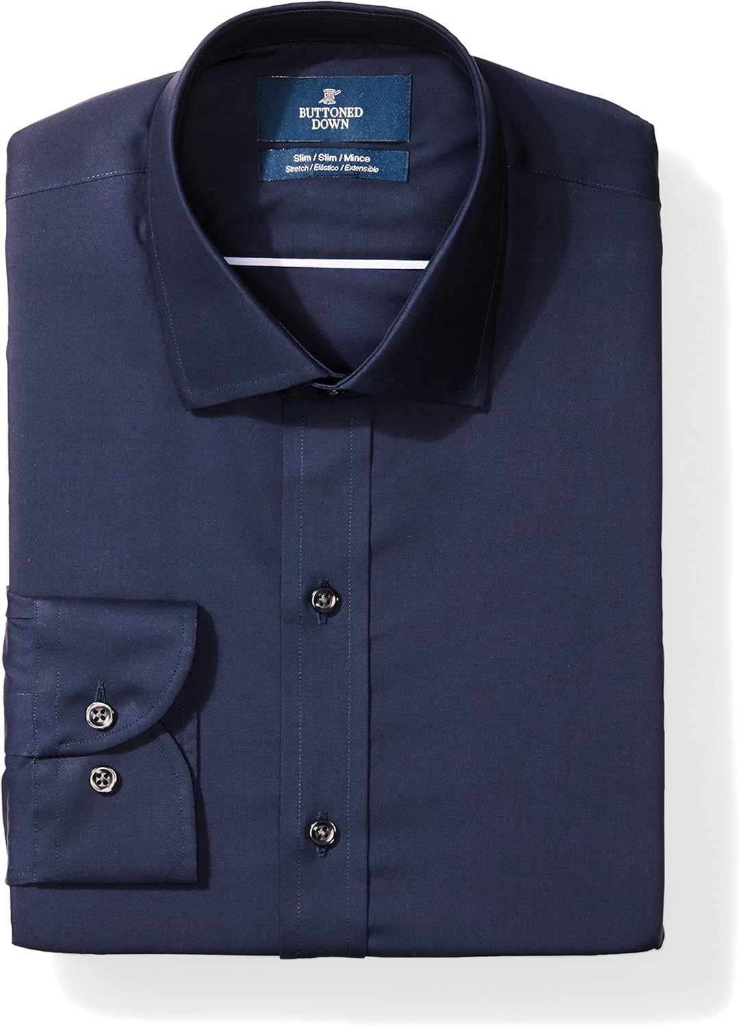  Brand - Buttoned Down Men's Slim Fit Stretch Poplin Dress Shirt, Supima Cotton Non-Iron, Spread-Collar: Clothing