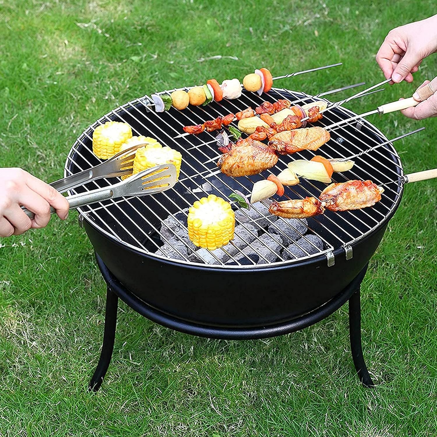 Outdoor fire pit, Barbecue tool set Round Fire Pit, 2 in 1 Metal